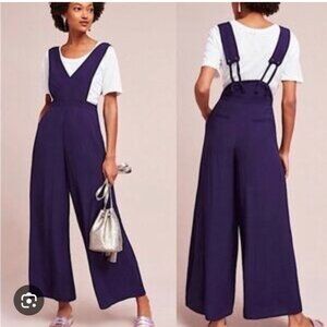Anthropolgie Maeve Apron Wide-Leg Jumpsuit Size 2 Purple